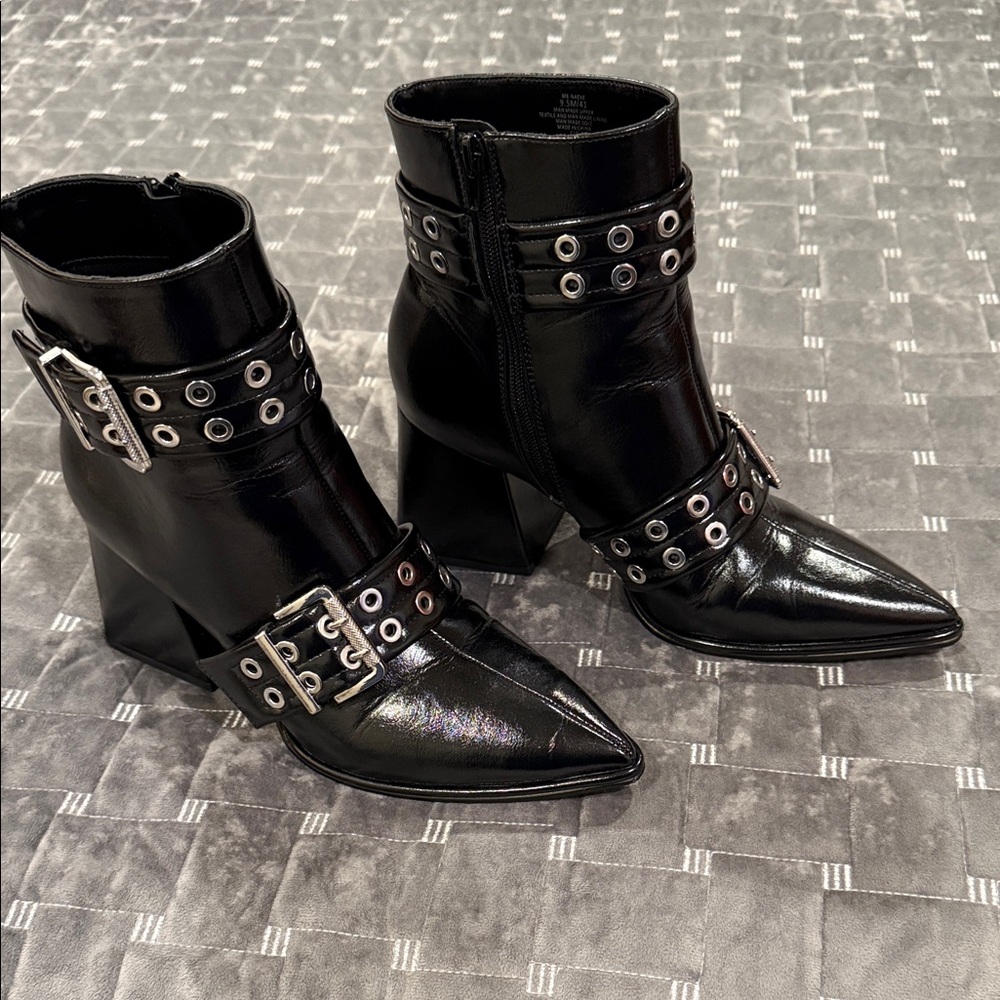 Black Ankle Boots with Buckle Detailing